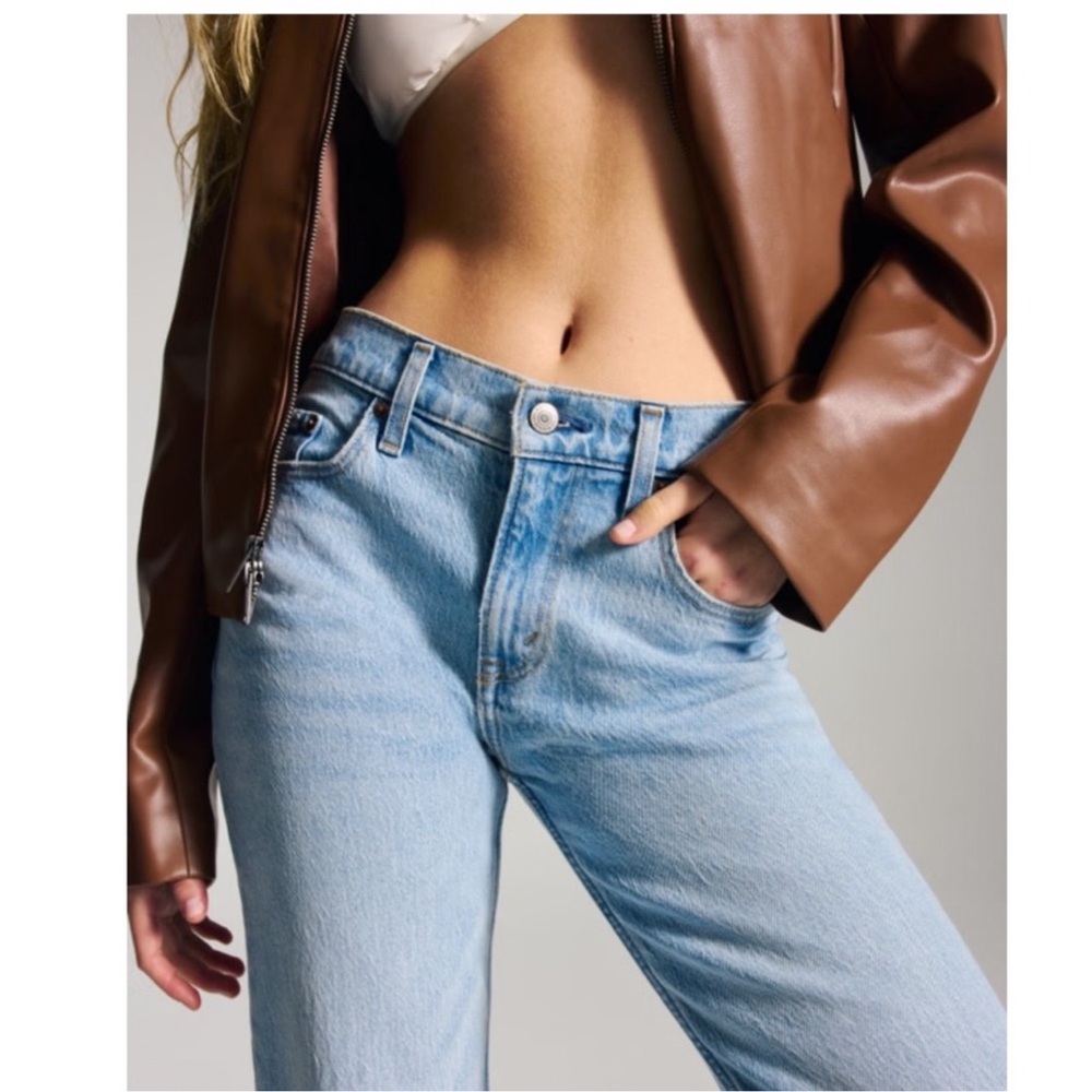 Abercrombie & Fitch Light Blue High-Rise Straight Jeans